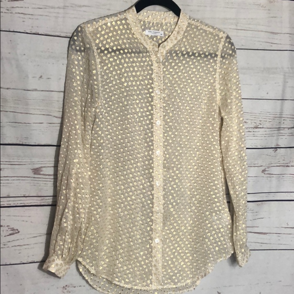 Equipment size small gold and cream blouse